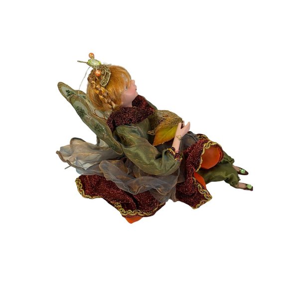 Vintage ENCHANTED FAIRY Figurine Woodland Autumn Fall Leaves Height Handmade 13" - Picture 3 of 8